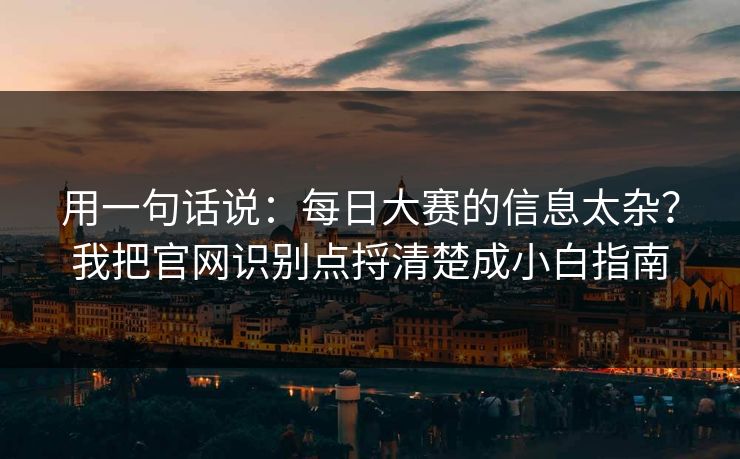 用一句话说：每日大赛的信息太杂？我把官网识别点捋清楚成小白指南