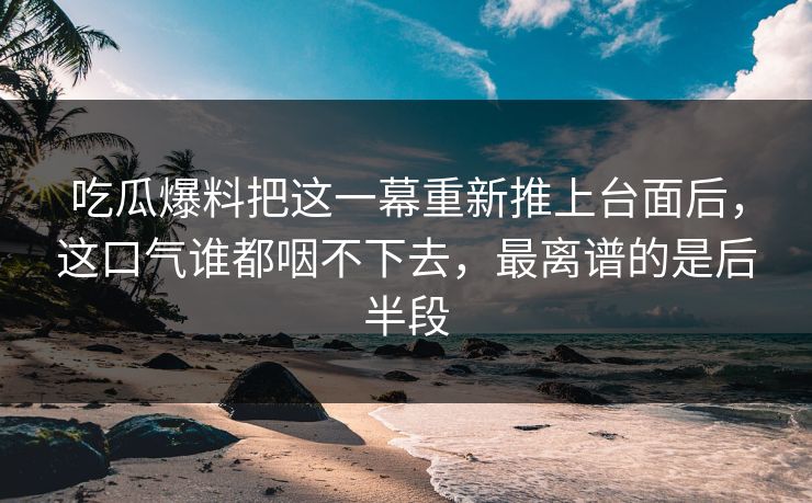 吃瓜爆料把这一幕重新推上台面后，这口气谁都咽不下去，最离谱的是后半段